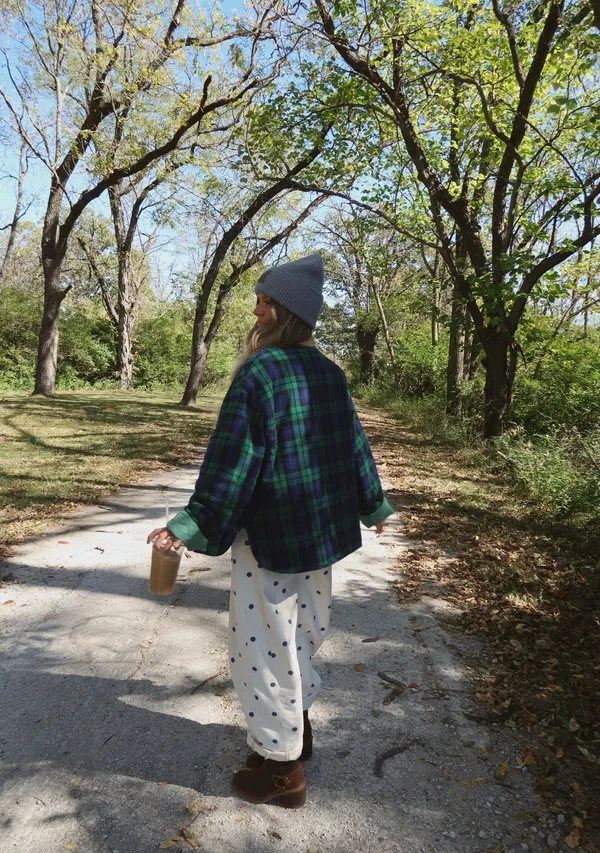 Plaid Reversible Jacket Green Size L - Image 2
