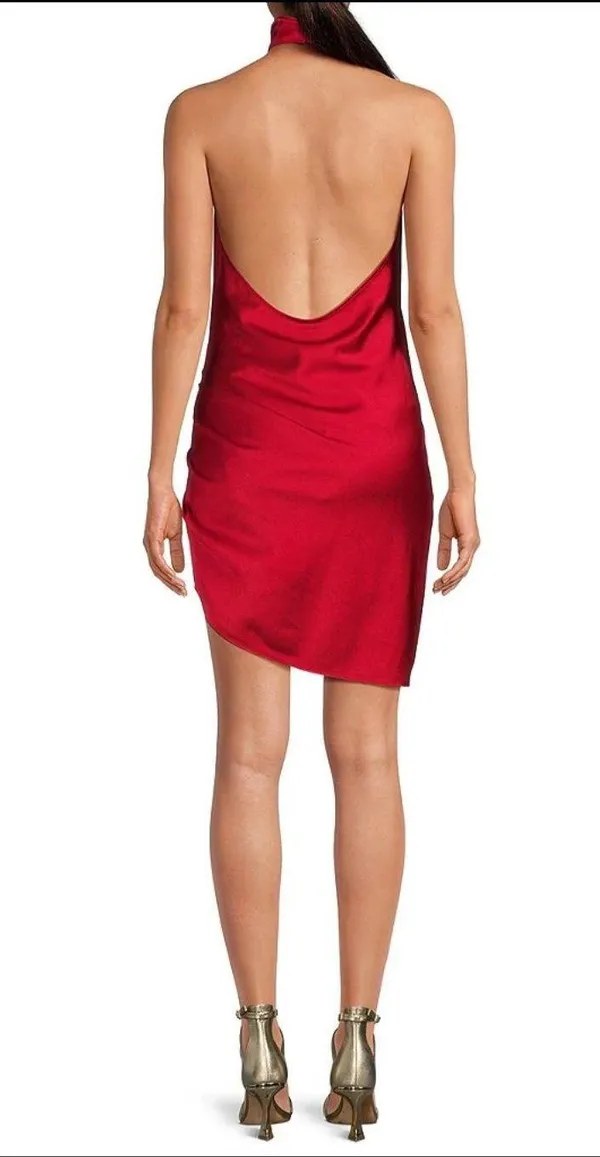 Gianni Bini Satin Cowl Halter Neck Mini Dress - Image 2