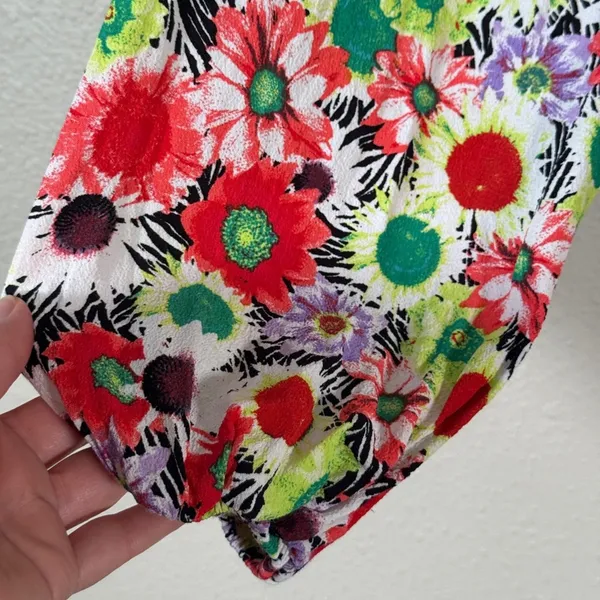 AFRM Red Green Floral Mini Dress Womens S Boho Spring Colorful Flirty Night Out - Image 13