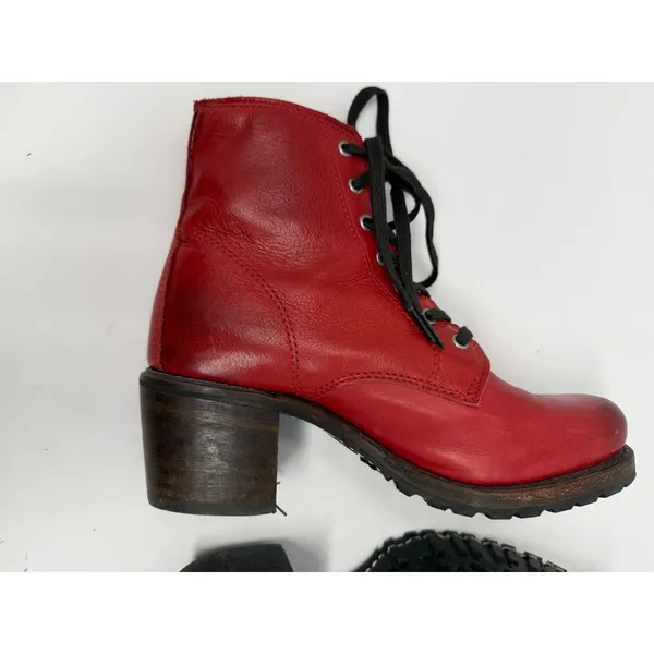 Frye Sabrina 6G Lace Up Ankle Boot Red Leather Rare Made in USA Womens 7.5 - Image 14