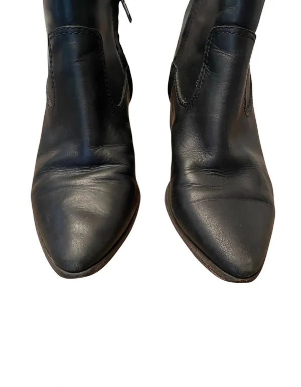 Genuine Leather Black Ankle Boots Size 8 - Image 10