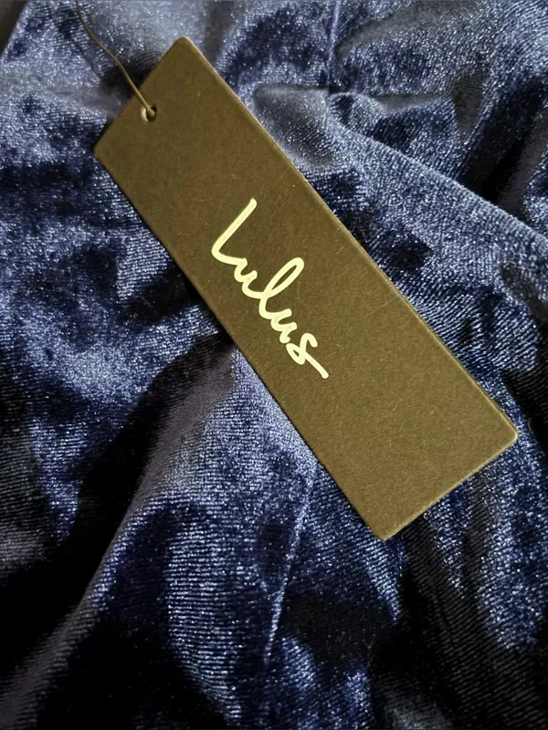 Lulus Elegant Evenings Navy Velvet Flutter Sleeve Trumpet Maxi Dress Navy 1X NWT - Image 7