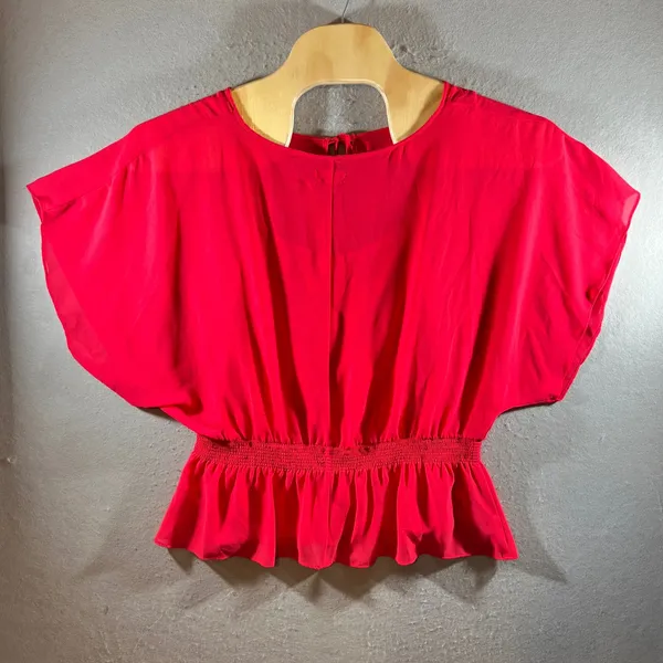 2 |‎ ELLE Romantic Boho Embroidered Smocked Peplum Festival Blouse Women XL - Image 2