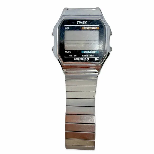 Vintage Timex Indiglo Digital Watch Stainless Steel Expansion Band Untested - Image 5