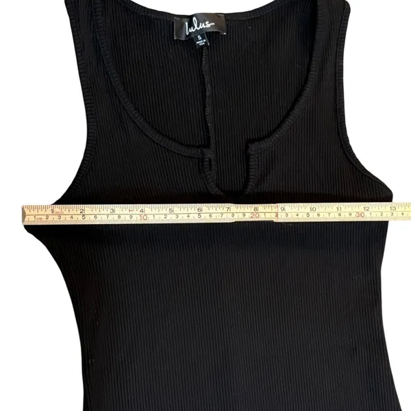 Lulus Black Ribbed‎ Notched Scoop Neck Bodycon Mini Dress Small - Image 8