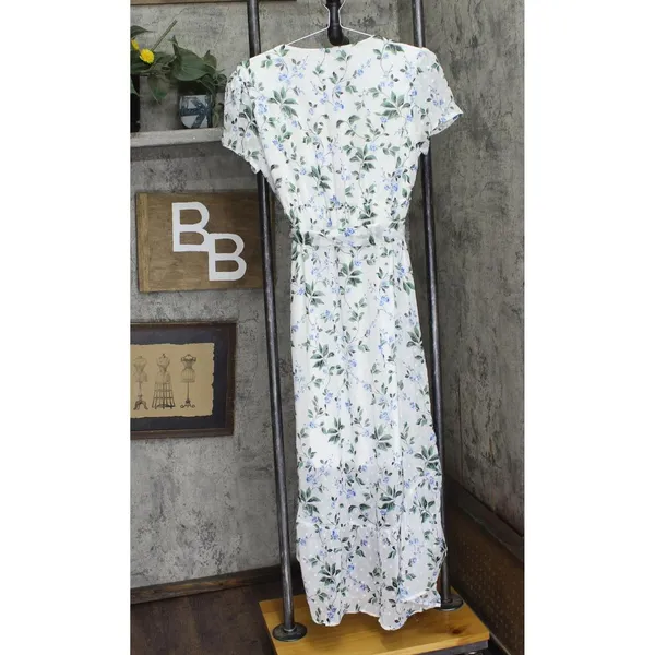 NWT Ny Collection Petite Short Sleeve High Low Hem Chiffon Dress Blue Floral PL - Image 5