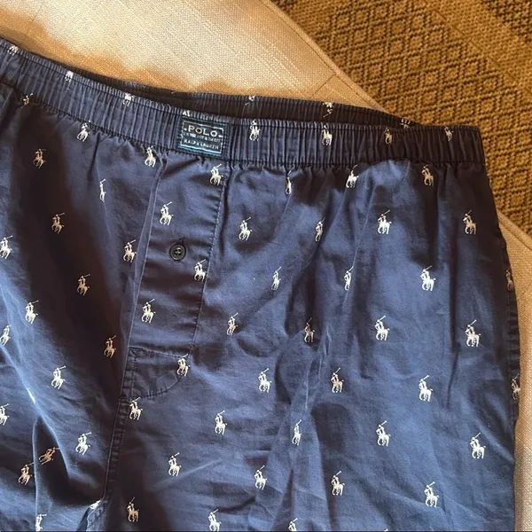 POLO by Ralph Lauren Underwear Navy Cotton Logo Sleep Pants PJs Size Medium - Image 4