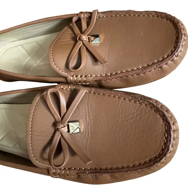 Michael Kors Fulton Tan Leather Moccasin Loafer Flats 8.5 Classic Neutral Office - Image 3