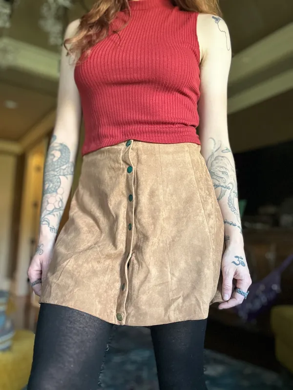 Tan Suede Skirt Brown - Image 5