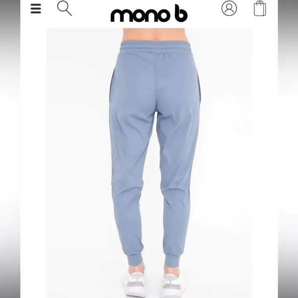 Mono B Joggers Women‎ M Blue Tapered Drawstring Pleated RK010 workout lounge - Image 2