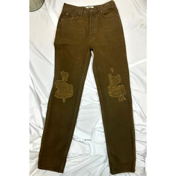 Free People We the Free The Lasso Distressed Straight-leg Jeans Brown 25 - Image 4