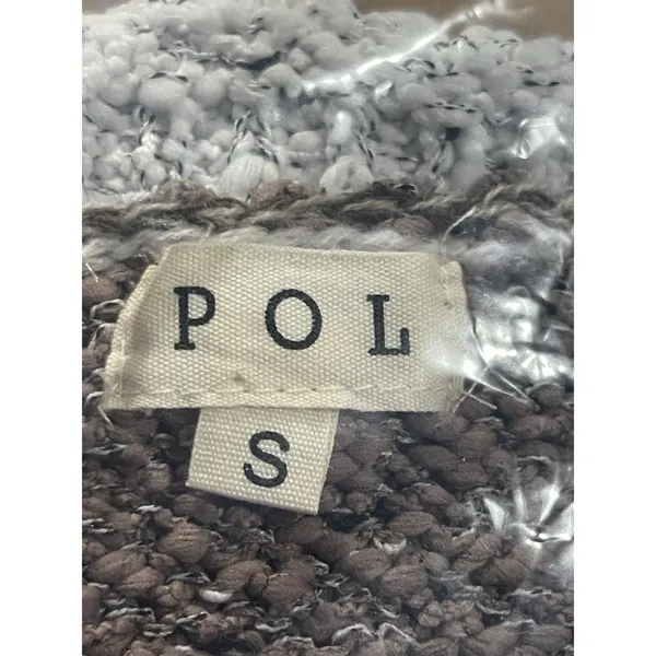 POL Chunky Knit V-Neck Sweater S Colorblock Stripe Brown Green Slouchy Earthy - Image 7
