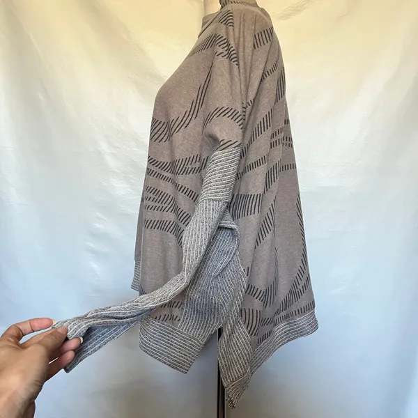 Ces Femme Abstract Tunic Womes Sweater Sz M Lagenlook Slouchy MockNeck Artsy - Image 4