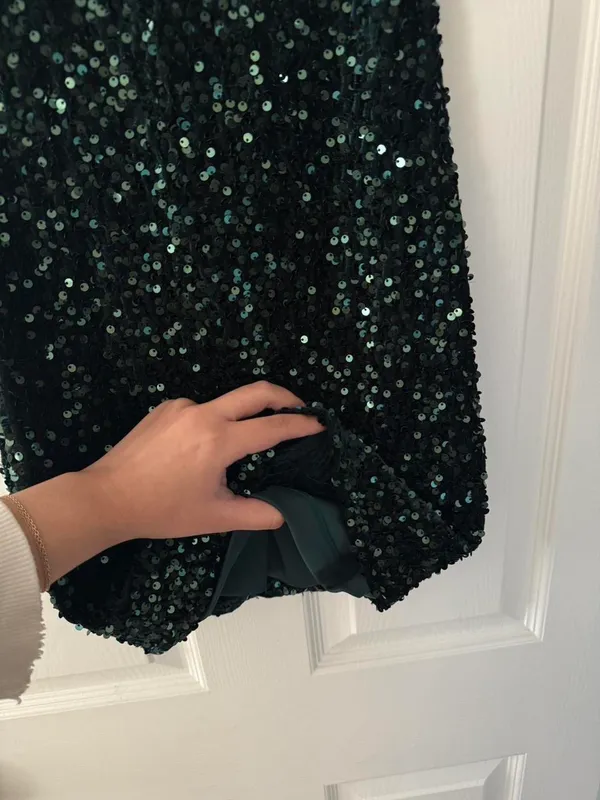 BNWT Jump Apparel Dark Green Sequin Mini Dress - Hunter Green - Image 4