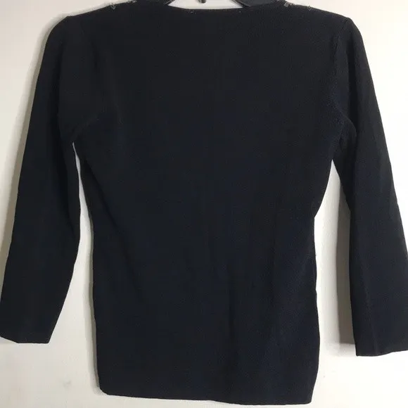 Vtg JAC black embroidered stretch‎ top size small bobo fall - Image 10