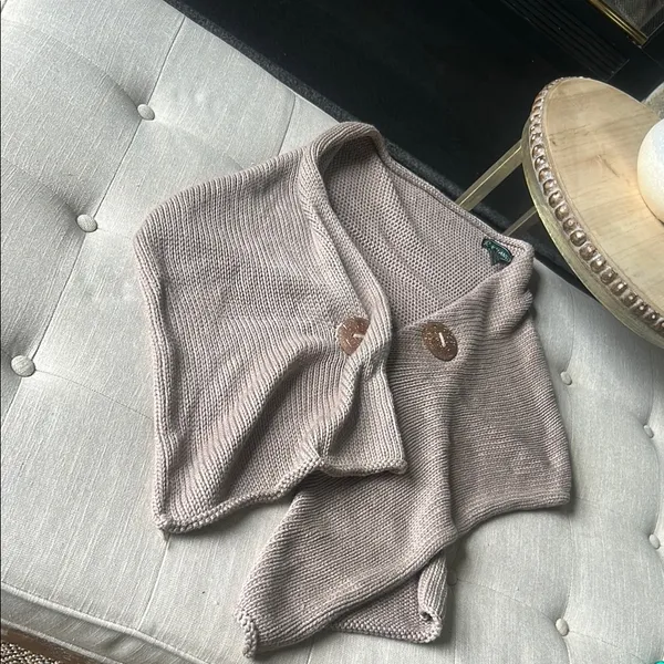 Overland Knit 100% Cotton Button Shall One Size Brown - Image 2