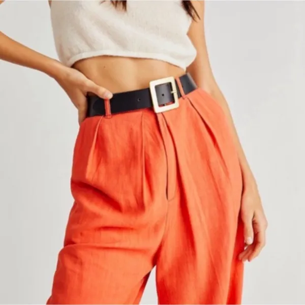 Free People | Free In You Pull On Pleated Trousers, Orange, XS - Image 4