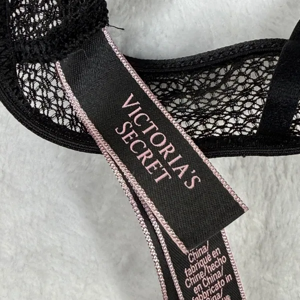 Victoria's Secret Black Sheer Mesh‎ Strappy Bralette Front Clasp 364109 Small - Image 4