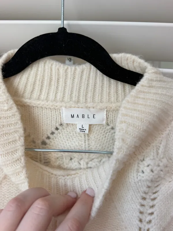 Boutique Cream Bow Sweater White Size L - Image 3