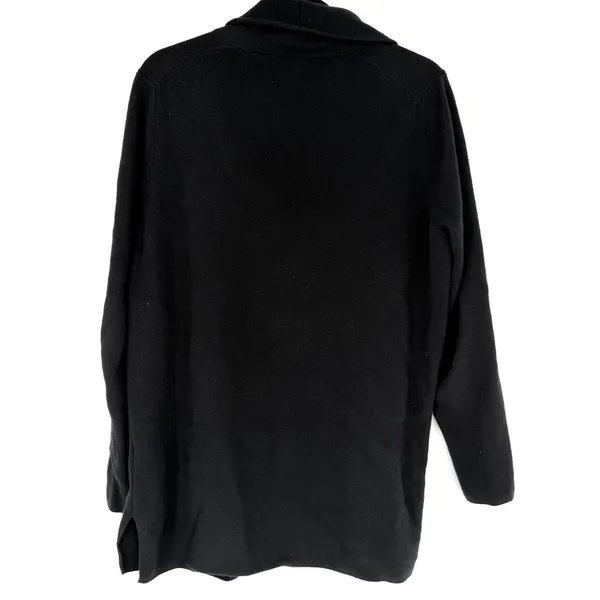 J.Crew Chelsea Cardigan Womens Large Black Open Front Knit Longline Sweater - Image 4