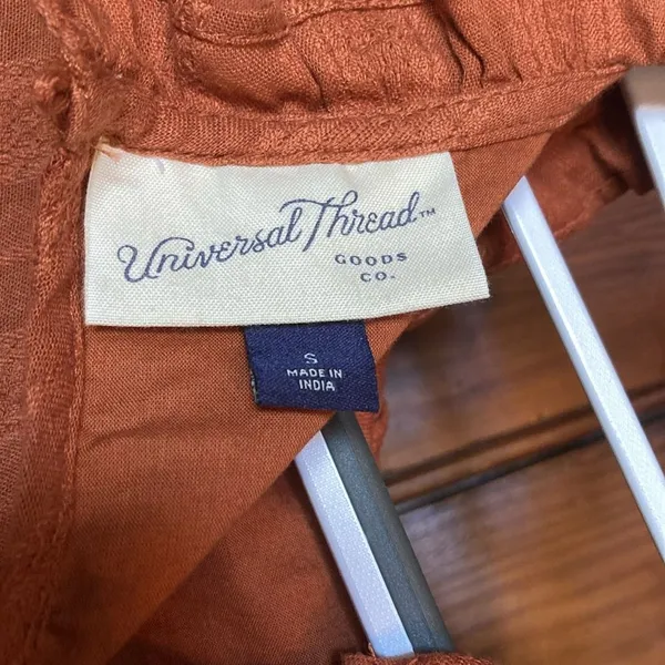 Universal Threads Puff Short Sleeve 100% Cotton Ruffle Mini Dress Burnt Orange S - Image 3