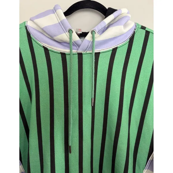 Free People Movement Free "Sprint To The Finish" Hoodie Green Stripe Women's Med - Image 3