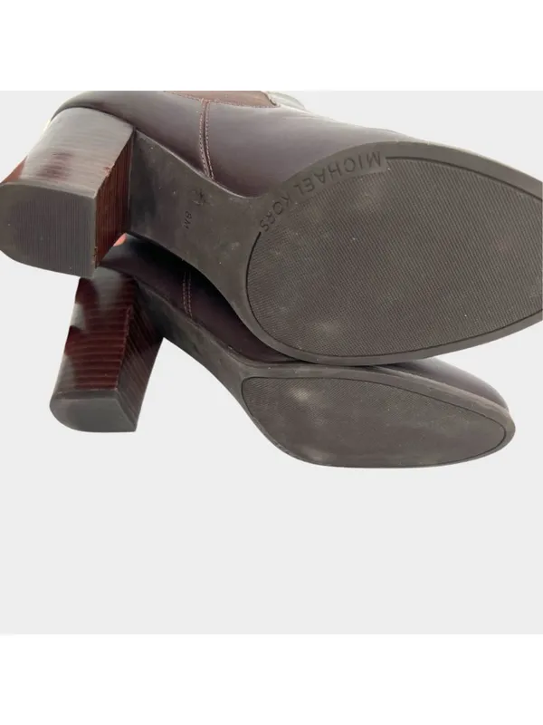 MICHAEL Michael Kors Lottie Chocolate Brown Leather Heeled Ankle Booties Size 8 - Image 8