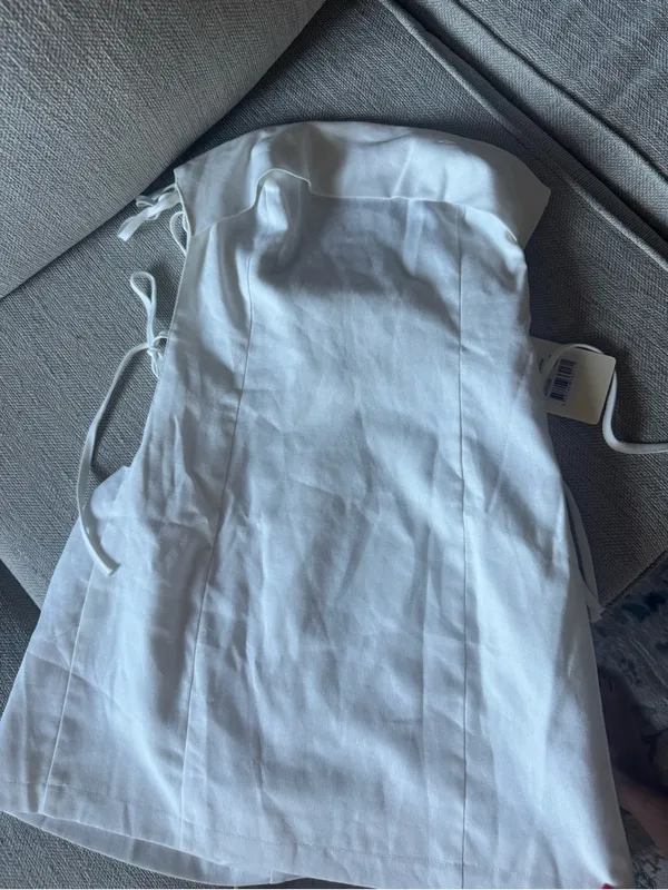 Peppermayo Aura White Strapless Side-Tie Mini Dress - Image 3