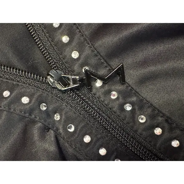 M by MADONNA Black Rhinestone Zip Front Cropped Catsuit Jumpsuit Size 8 - Image 10