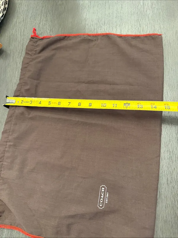 Coach Large Brown Drawstring Handbag Dust Bag Cover Red Trim‎ - Image 8