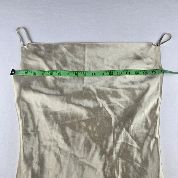 Birdy Grey Champagne Gold Slip Maxi‎ Dress Cowl Neck Spaghetti Straps M - Image 6