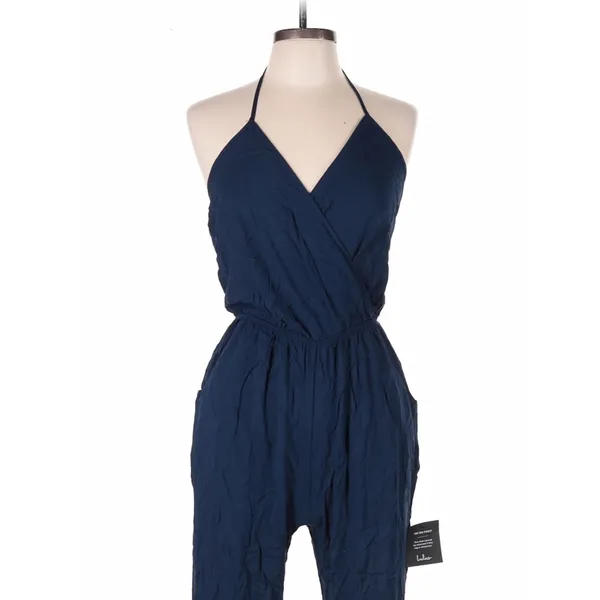 Lulus Learning to Fly Navy Halter Jumpsuit Large Coastal Casual - Image 3