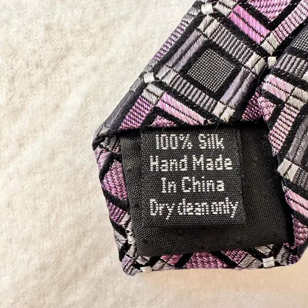 Pronto Uomo Silk Tie Men's Grey Purple Designer Necktie Office Geometric Carrier - Image 6