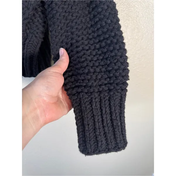 Free People Black Chunky Knit Turtleneck Sweater Womens XS Pullover Boho Fall - Image 7