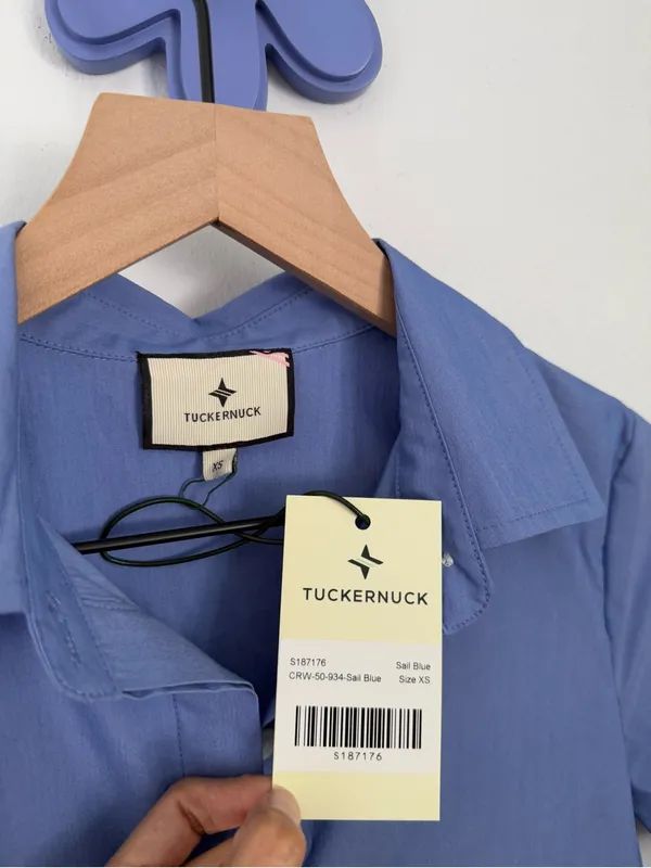 Tuckernuck XS NEW Sail Blue Martine Bubble Mini Dress Preppy Office Coquette - Image 3