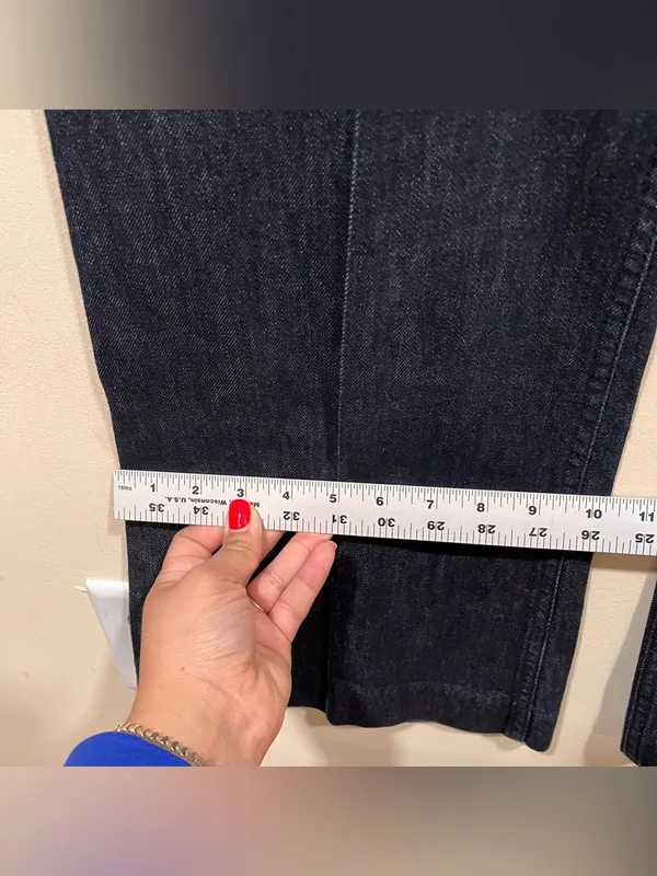 Zara Pintuck Wide Leg Jeans dark blue denim size 4 EUC high waisted - Image 6