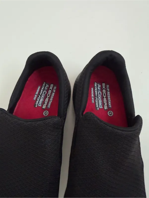 Skechers Loafer Sneaker Work Slip Resistant Air Cooled Memory Foam Comfort Black - Image 6