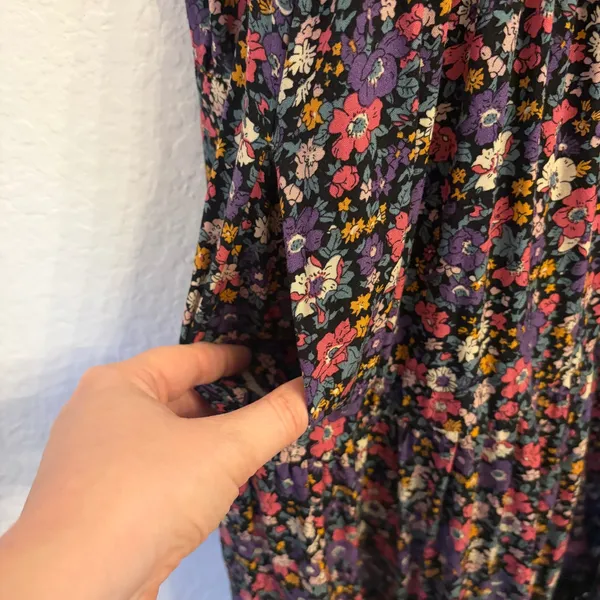 Natural Life Ditsy Floral Shirt Dress M Cottage Crochet Lace Trim Pockets Swing - Image 9