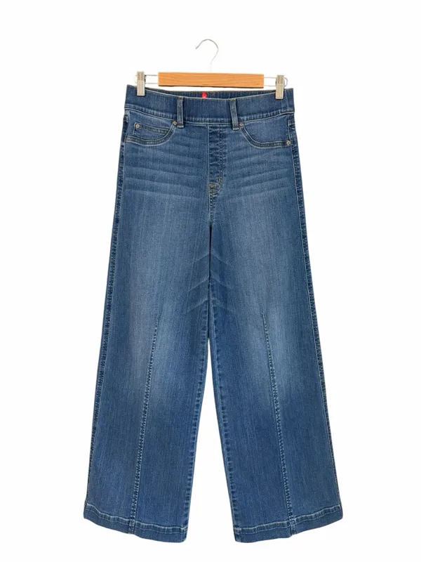 SPANX Seamed Front Wide Leg Jeans Blue Size Medium - Image 2