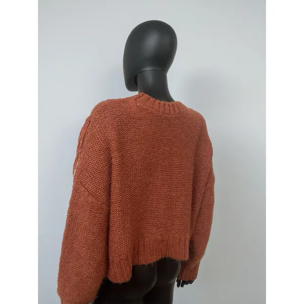 Urban Outfitters Faye Shimmer Fringe‎ Cable Knit Sweater Size M - Image 6