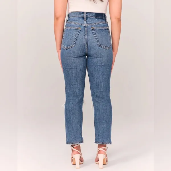Abercrombie & Fitch Ultra High Rise Ankle Straight Distressed Jeans Size 27/4 - Image 13