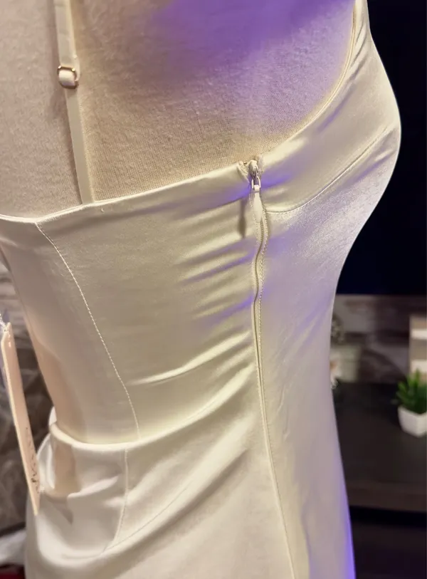 Oh Polly Mini Dress Satin Off White - Image 9