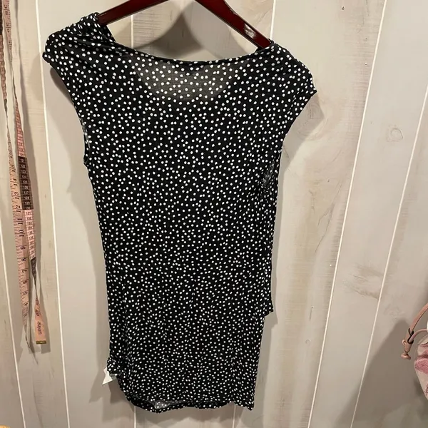 Cute polka dot Pea in the Pod maternity faux wrap stretchy tunic mini dress - Image 7