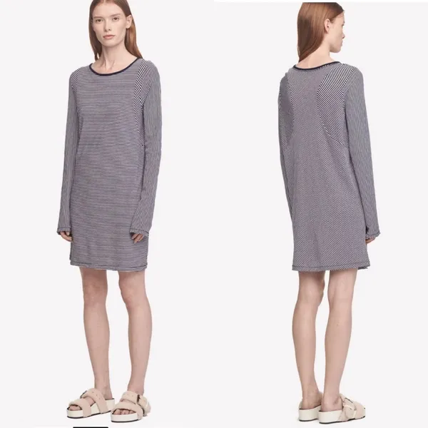 Rag & Bone Striped Kit Dress Size‎ Large Long Sleeved Knit Yarn Dyed Navy White - Image 2