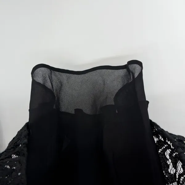 Michael Kors Black Lace‎ Sheer Blouse Lined Long Sleeve Romantic Goth Layered - Image 5