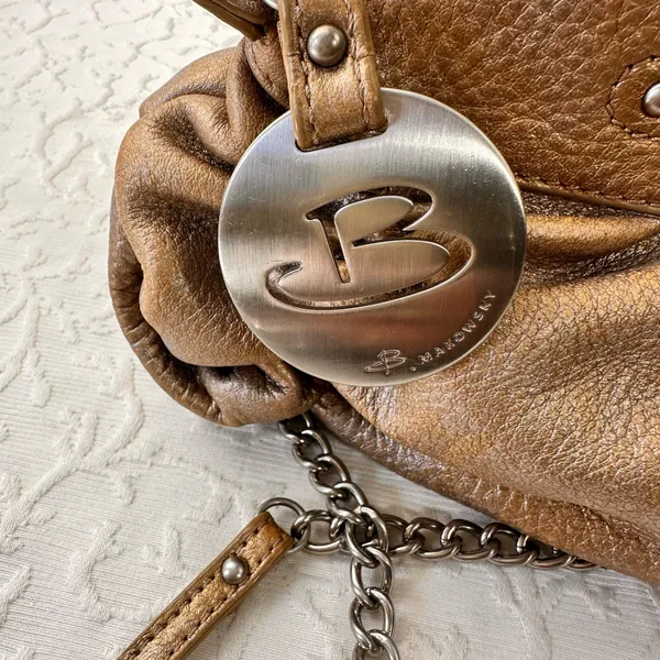 Soft Leather Purse A.L.C. B. Makowsky Hobo Black Biker Satchel Metal Chains - Image 8