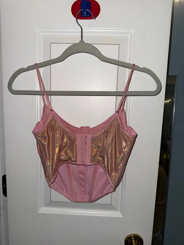 Out From Under Pink Shiny Corset Top - Image 2