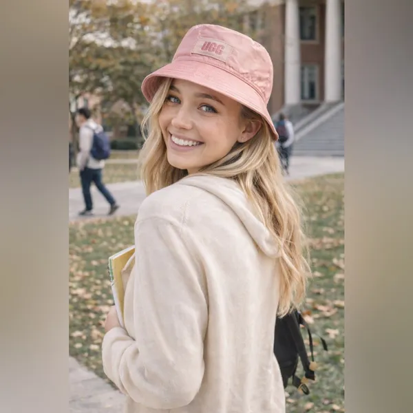NWT UGG Pink Cloud Fabric Bucket Hat Water-Resistant OS - Image 2