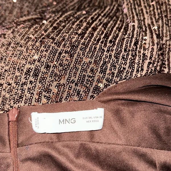 Nwot Mng Mango All Over Sequence Gold Tie Back Party Wear Dress Sz-16 - Image 10