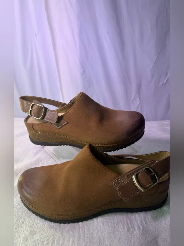 Dansko Chestnut Brown Leather Slingback Clogs - Image 2
